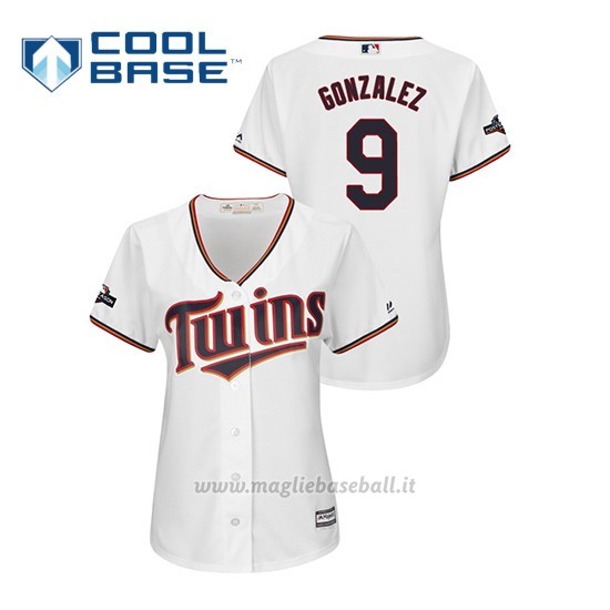 Maglia Baseball Donna Minnesota Twins 9 Marwin Gonzalez 2019 Postseason Cool Base Bianco